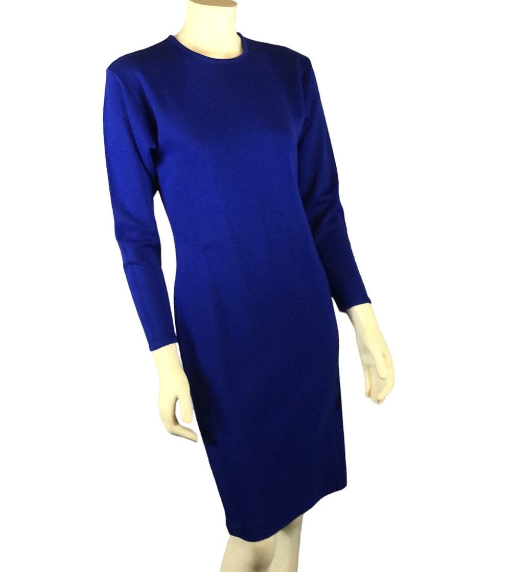 Vintage  ANN TAYLOR blue bodycon dress with dolman long sleeves size xs